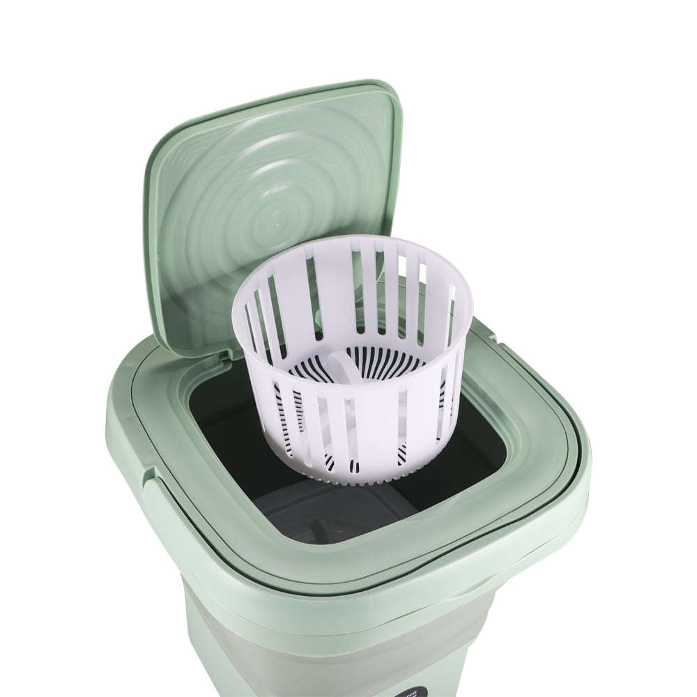 Jinyi Portable Washing Machine, 8L Foldable Mini Washing Machine, Folding Mini Small Washer For Baby Clothes, Underwear Or Small Items, Apartment, Dorm, Camping, RV Travel Laundry-Green