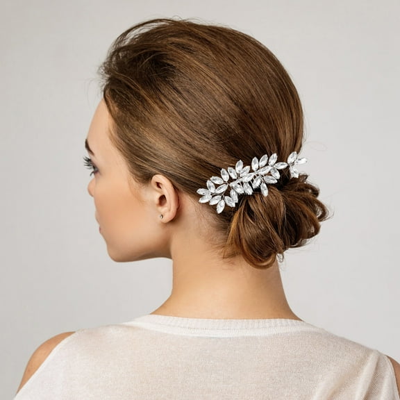 WHAMVOX  Bridal Hair Accessories Wedding Rhinestone Decor Mother Silver