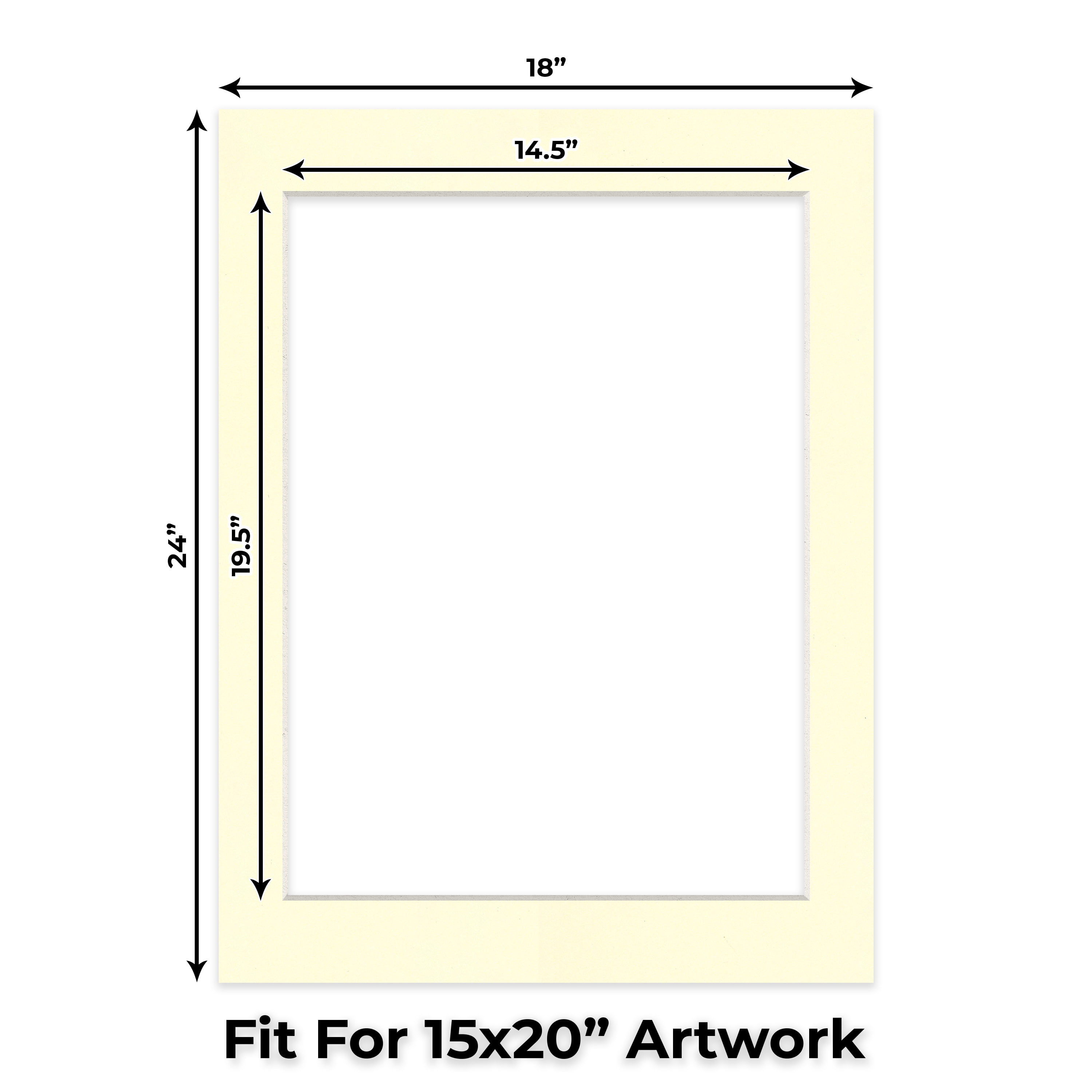 Off White Picture Frame Mat for 18x24 Frames - Fits 15x20 Photos - 10 Mats