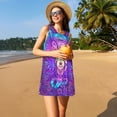 thumbnail image 4 of Vsdgher Elephant in Tribal Style Print Summer Dresses for Women Casual U Neck Beach Dress Sleeveless Tank Loose Sundress with Pocket -XX-Large, 4 of 7