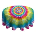 thumbnail image 4 of Colorful Rainbow Tie Dye Spiral Pattern Round Tablecloth 60"x60",Wrinkle Wipeable Table Cloth for Kitchen Dining Room Picnic Patio Party, 4 of 6