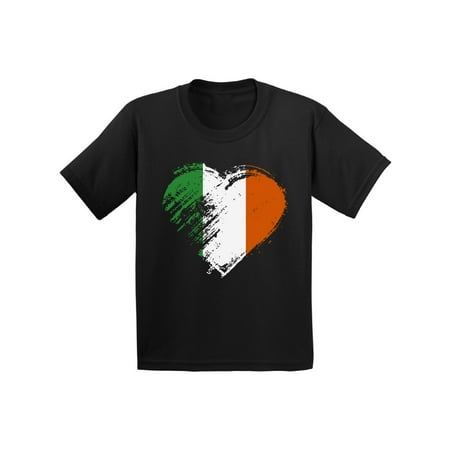 Awkward Styles Irish Flag Heart Shirt St. Patricks Day Shirt for Kids Proud Irish American T Shirt Kids Irish Pride Shirt Gifts for Boys and Girls Irish Flag Distressed Irish Shirt St Paddy's Day