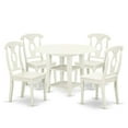 thumbnail image 2 of Round Dining Set - 42" Table & 4 Chairs - Mid-Century Modern - Linen White-Color:Linen White,Material:Asian Hardwood, 2 of 6