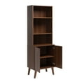 thumbnail image 5 of Prepac Milo Mid-Century Modern Tall Bookcase with Adjustable Shelves, Two Doors, and Brushed Brass-Finished Knobs, Cherry, 5 of 12