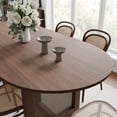 thumbnail image 5 of MAYEERTY Wood Oval Dining Table, Mid-Century Modern Dining Table with Rattan Legs, 67"x33.5"x30", Walnut, 5 of 9