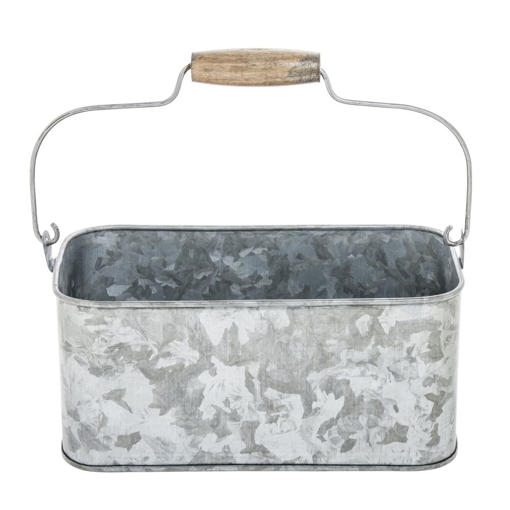 Galvanized Metal Ava Divided Stationery Caddy with Handles Decorative Tray 