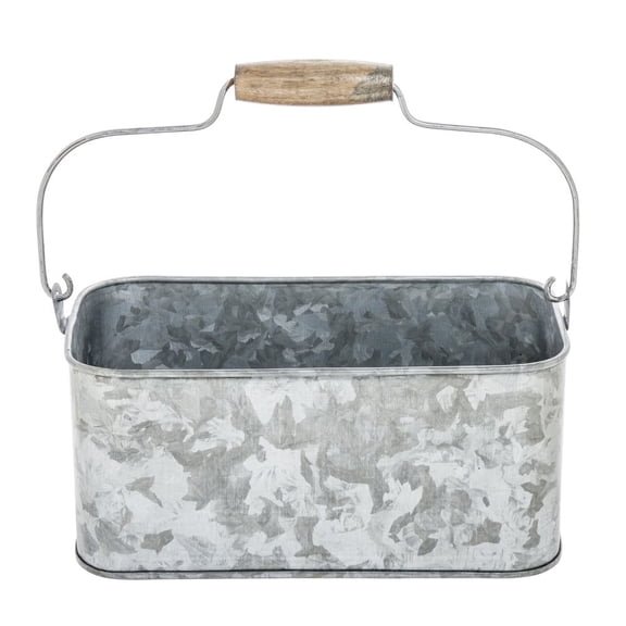 HUBERT® Galvanized Metal Flatware Caddy - 9" L x 5" W x 4 3/4" H