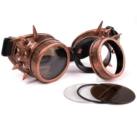Veil Entertainment Steampunk Costume Cosplay Goggles w/ Spikes, Copper, One Size
