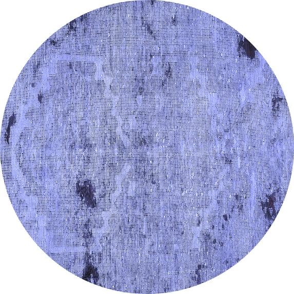Ahgly Company Machine Washable Indoor Round Patchwork Blue Transitional Area Rugs, 6' Round