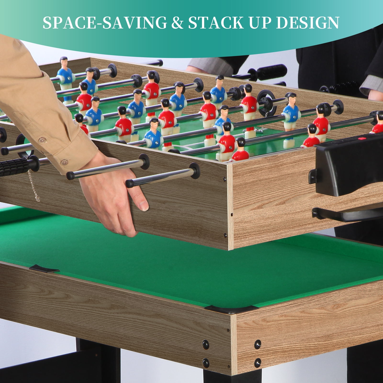 Rioloiuy 12-in-1 Combo Game Table Set for Home, Multi-Game Table for Adults Kids with Hockey, Foosball, Pool, Shuffleboard, Ping Pong, Chess, Checkers, Bowling, and Backgammon