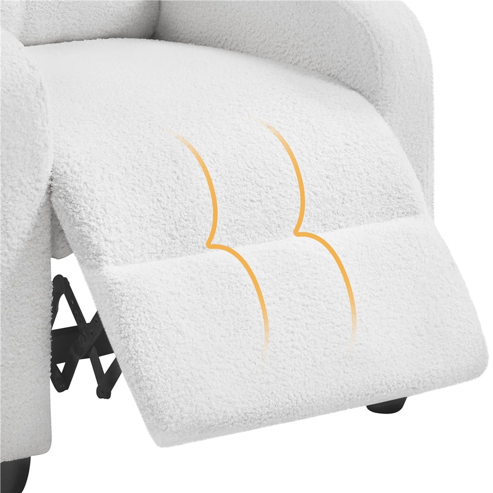 Yaheetech Upholstered Boucle Recliner Chair with Pocket Springs, White