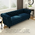 thumbnail image 3 of 3 Seater Living Room Sofa Couch, Upholstered 3 Seater Sofa with Wood Legs, Accent Tufted Scroll Arm Velvet Loveseat Velvet Couch, Easy Assembly, 3 of 8