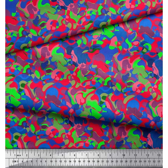 Soimoi Rayon Crepe Fabric Multicolor Camouflage Fabric Prints By Yard 46 Inch Wide