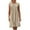 Khaki, variant on JSheng Solid Color Maxi Dress for Women Round Neck Short Sleeve Pleated Cotton and Linen Loose dress