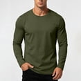thumbnail image 6 of TKKCS Mens Cotton Long Sleeve T Shirt- Crew Neck Lightweight Casual Wear Regular Fit Base Layer Shirt Army Green Size 4XL, 6 of 7