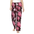 thumbnail image 2 of Picia Rose Flowers Womens Soft Woven Cotton Elastic Waistband Sleep Pajama Pant Lounge Sleep Pant With Pockets And Drawstring-Large, 2 of 9