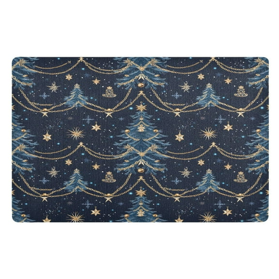 ALAZA Tree Christmas Star Door Mat Outdoor Indoor Entrance Low Profile Floor Rugs 32"x20"