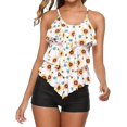 thumbnail image 4 of Teen Girls Tankini Swimsuits, Women Two Piece Tankini Set Floral Print Bathing Suits Strappy Ruffles Swimwear, 4 of 7