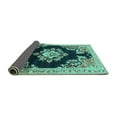 thumbnail image 2 of Ahgly Company Indoor Square Medallion Turquoise Blue Traditional Area Rugs, 3' Square, 2 of 4
