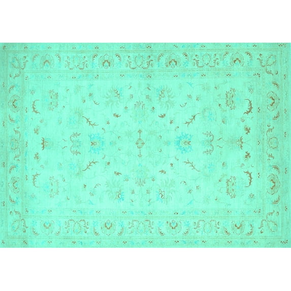 Ahgly Company Machine Washable Indoor Rectangle Persian Turquoise Blue Traditional Area Rugs, 2' x 3'