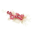 thumbnail image 3 of Ensemble de Coiffeuse de Mariée Élégant - Comprend 4 Peignes Faits à la Main avec Strass et Motifs Floraux, 3 of 4