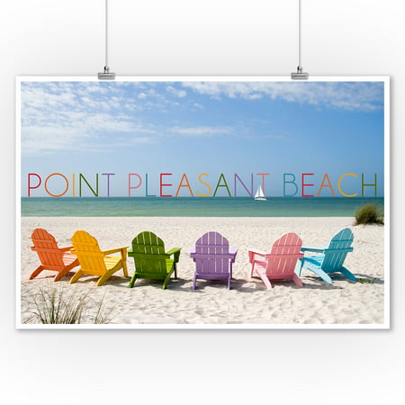 Point Pleasant Beach, New Jersey - Colorful Beach Chairs - Lantern Press Photography (9x12 Art Print, Wall Decor Travel