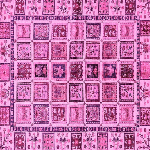 Ahgly Company Indoor Square Oriental Pink Modern Area Rugs, 4' Square