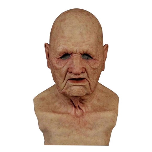 Casco de látex con forma de máscara para hombre viejo y calvo, cosplay aterrador
