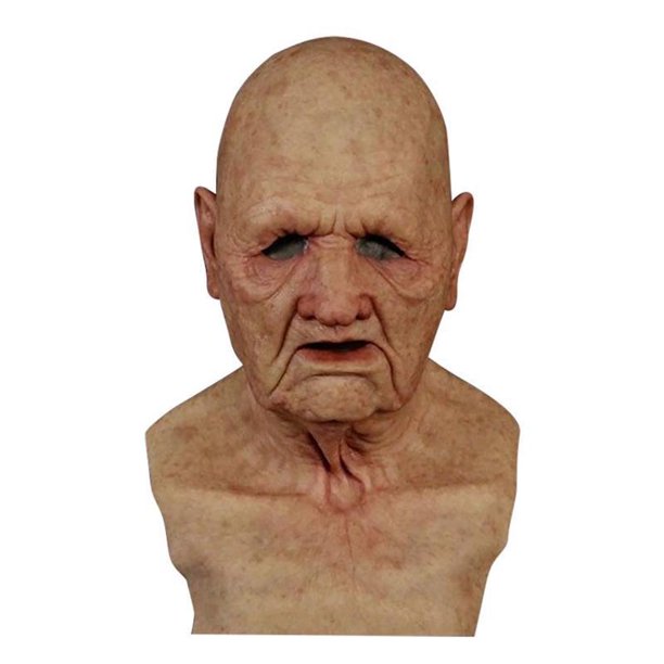 Casco de látex con forma de máscara para hombre viejo y calvo, cosplay aterrador