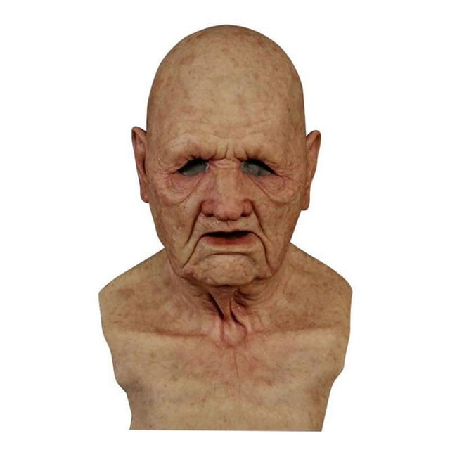 Casco de látex con forma de máscara para hombre viejo y calvo, cosplay aterrador