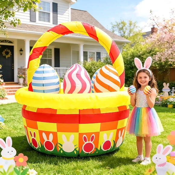 Cesta inflable de Pascua Rysotowy de 1,5 m con luz LED