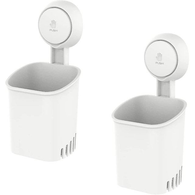 Soporte para cepillo de dientes con ventosa montado en la pared, sin taladro, paquete de 2