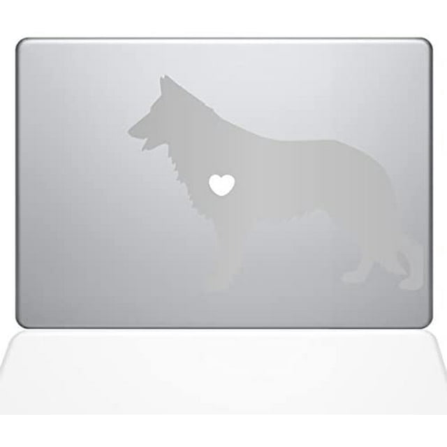 The Decal Guru I Love My German Shepherd Decal Vinyl Sticker, 15" MacBook Pro (2015 & Older Models), Silver