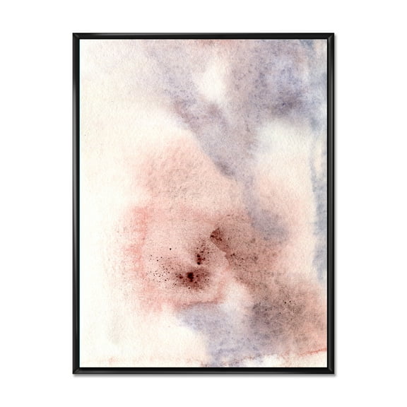 Designart 'Pastel Abstract With Pink Blue Beige and Red Spots' Modern Framed Canvas Wall Art Print
