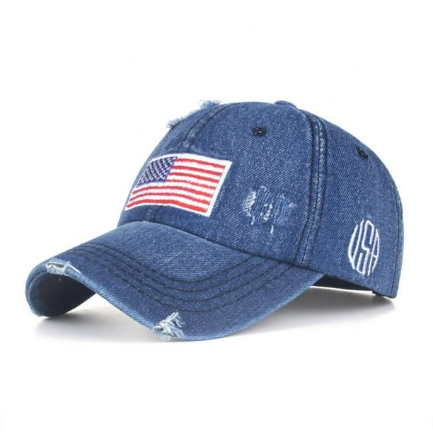 USA American Flag Embroidered Hat, Adjustable Washed Distressed ...