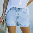 thumbnail image 2 of Womens High Waisted Ripped Jeans Stretch Destroyed Rolled Hem Denim Shorts Casual Distressed Summer Dressy Shorts Ladies Clothes, 2 of 6