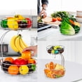 thumbnail image 2 of Auledio Houseware 2-Tier Countertop Fruit and Vegetable Basket Bowl with Banana Hook,Silver, 2 of 8