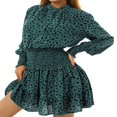thumbnail image 4 of OUSITAID Robe Décontractée à Manches Longues pour Femmes, Robe Courte Plissée à Col en V, 4 of 6