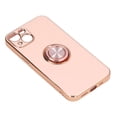 thumbnail image 3 of Funda para iPhone 13 con soporte de anillo chapado en oro rosa brillante, ultrafina, flexible, de TPU, color rosa claro, 3 of 14