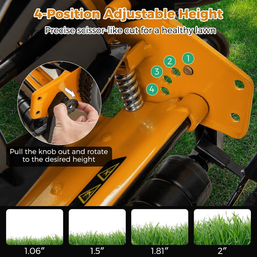 Choco Moon 14 Inch Push Lawn Mower with 5 Steel Blades and Grass Catcher Bag, Grass Cutter Machine, Push Lawn Mower-Orange