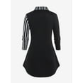 thumbnail image 2 of Rosegal Women's Plus Size Mock Button Patchwork Striped Top, 2 of 5