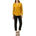 thumbnail image 2 of MODA NOVA Juniors Flat Collar Long Sleeves Button Down Office Satin Shirt, 2 of 5