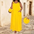 thumbnail image 7 of Karymi Plus Size Solid Color Sleeveless Maxi Dress, Casual Scoop Neck Overall Style Long Dress with Pockets, Loose Flowy Summer Dress Cocktail Dresses for Women, 7 of 7