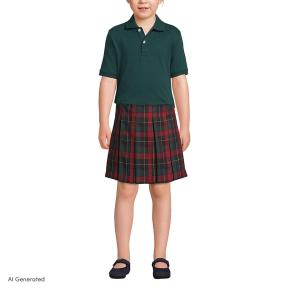 Lands' End Kids Husky Short Sleeve Interlock Polo Shirt
