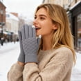thumbnail image 2 of Bmisegm Mens Winter Warm Gloves Woolen Knitted Touchscreen Winter Thickened Outdoor Cold Proof Warm Mittens Grey, 2 of 4