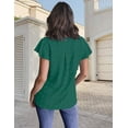 thumbnail image 3 of Merokeety Womens Summer Tops Ruffle Short Sleeve Blouse V Neck Flowy Tunic Shirts DarkGreen 2xl, 3 of 5