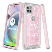 Motorola One 5G Ace Case, Moto G 5G Case, Rosebono Graphic Design Shockproof Impact Resistant Protective Full-Body Rugged Clear Hybrid Bumper Case for Motorola One 5G Ace (Pink Shell)