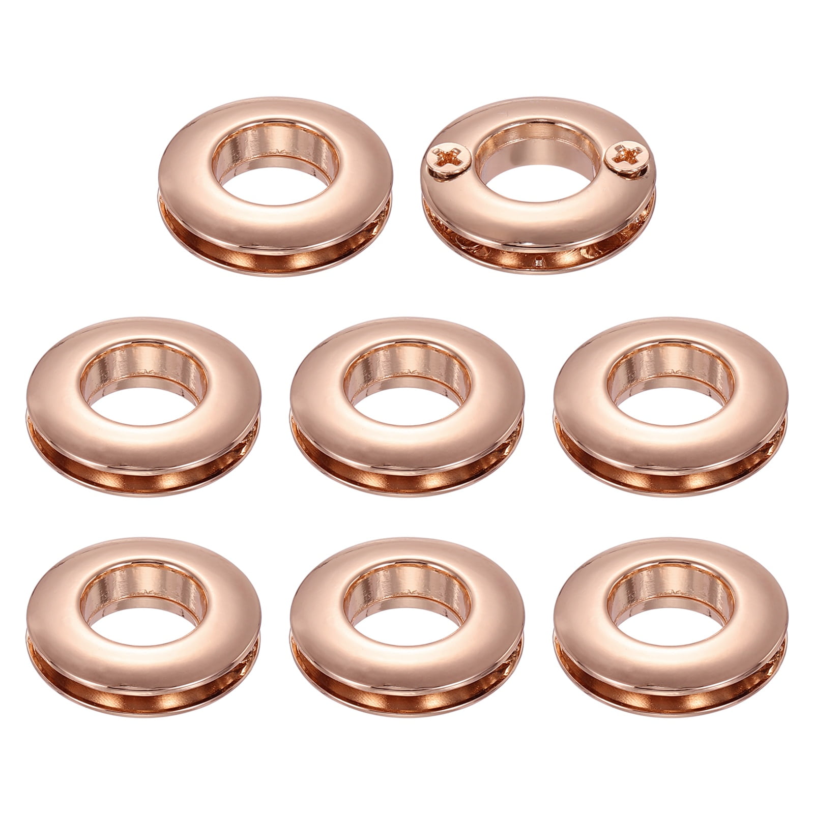 Uxcell Screw Ring Eyelets Grommets 3/8 (10.6mm) ID Rose Gold 8Pack Round Metal Screw-in Together Grommets Rings for Curtain Purse Accessories Bag Loop Handle Connector