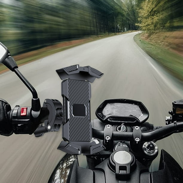 Soporte de teléfono para motocicleta | Soporte universal de 4,5 a 7 pulgadas con amortiguación de vibraciones y rotación de 360° | Bloqueo de liberación rápida para manillar o espejo | Diseño a