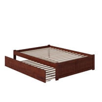 AFI Concord Full Solid Wood Platform Bed with Footboard & Full Trundle in Walnut